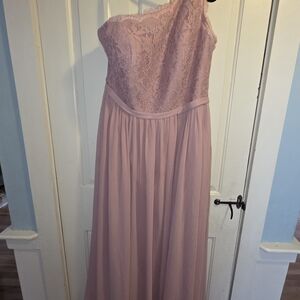 Elegant Pink Lace One-Shoulder Dress